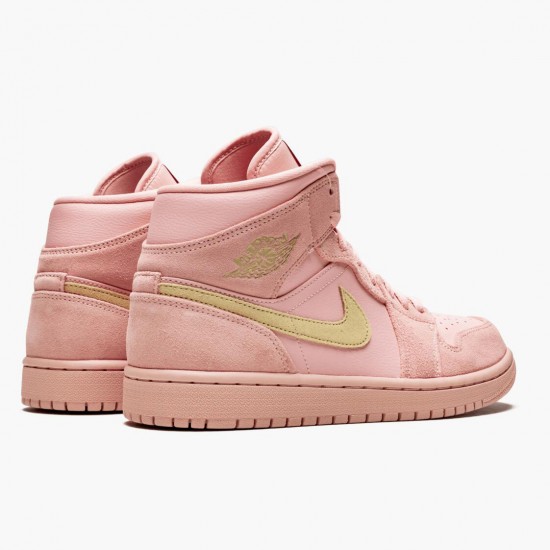 Air Jordan 1 Mid Coral Gold Naiset/Miehet 852542 600 Coral Stardust/Club Kulta Musta