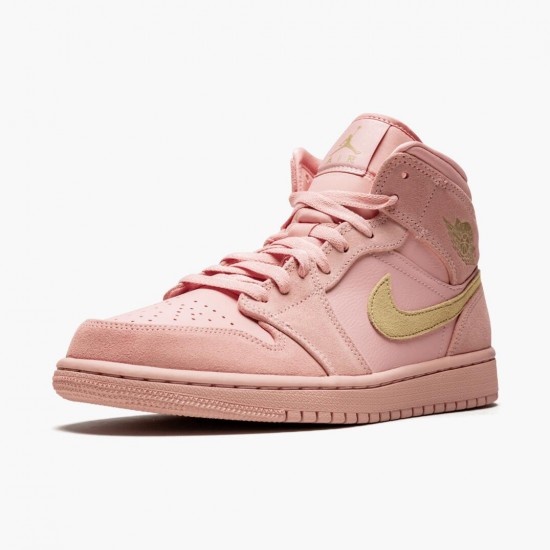 Air Jordan 1 Mid Coral Gold Naiset/Miehet 852542 600 Coral Stardust/Club Kulta Musta