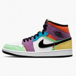 Air Jordan 1 Mid SE "Multicolor" Valkoinen/Musta/Lightbulb/Team Ora CW1140 100