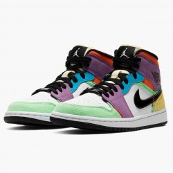 Air Jordan 1 Mid SE "Multicolor" Valkoinen/Musta/Lightbulb/Team Ora CW1140 100